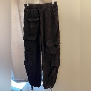 Charcoal Cargo Pants with Loose Fit